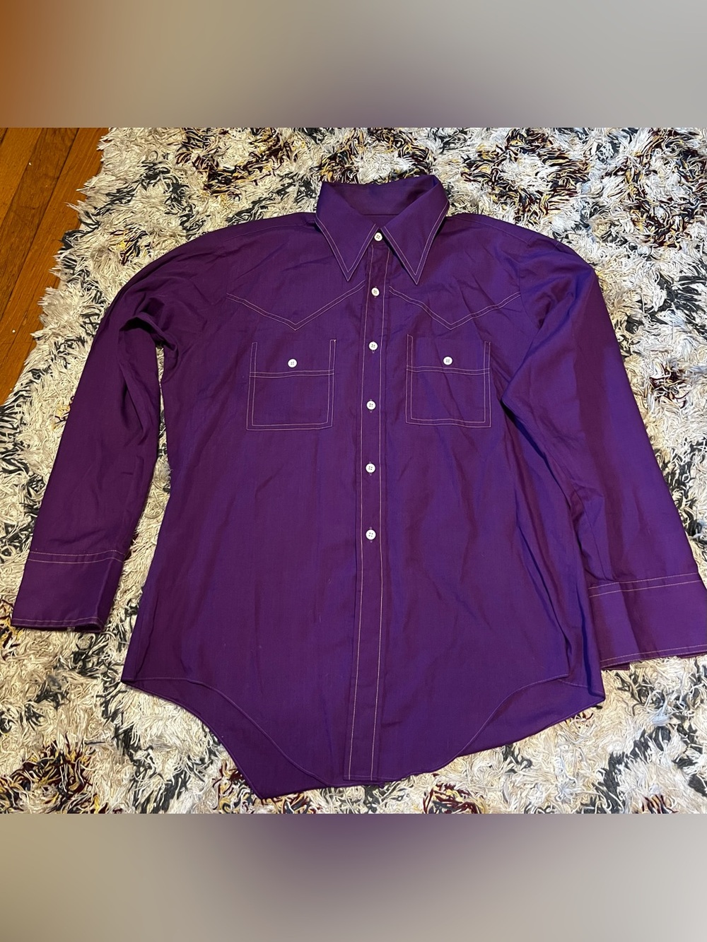 Marlboro Men's vintage Deep Purple Western Button-Down Shirt